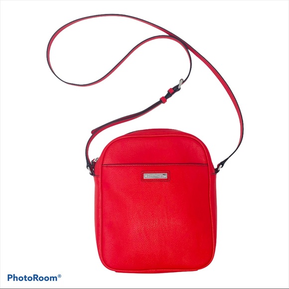 Calvin Klein Faux Red Leather Crossbody Purse
